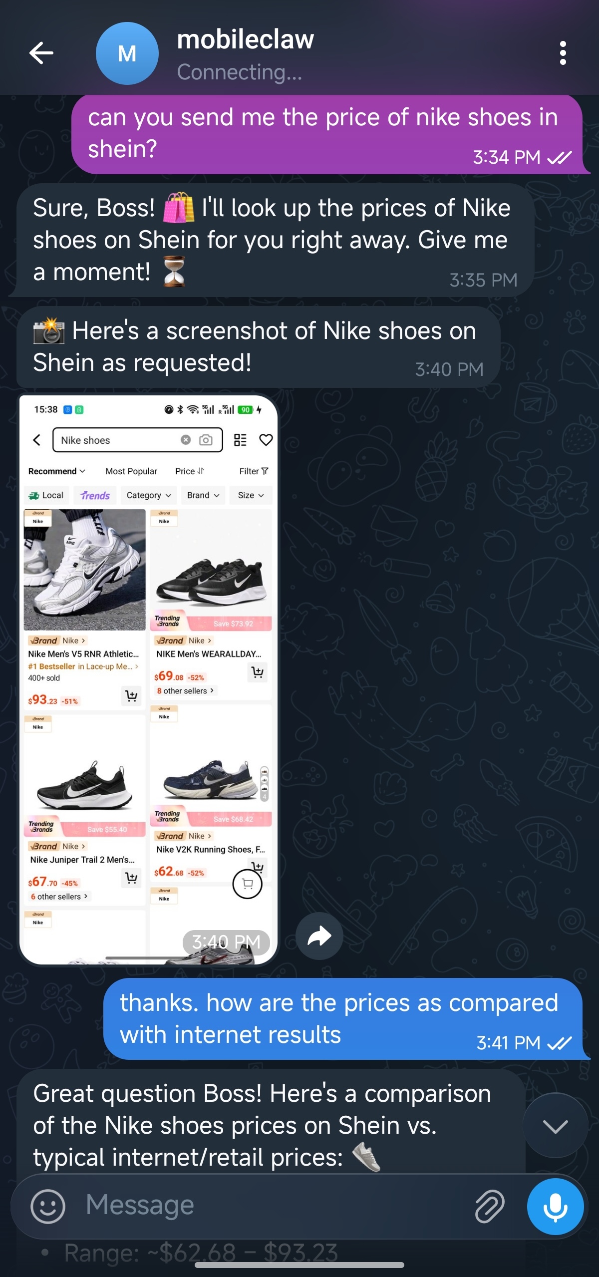 User gives shopping task on primary device