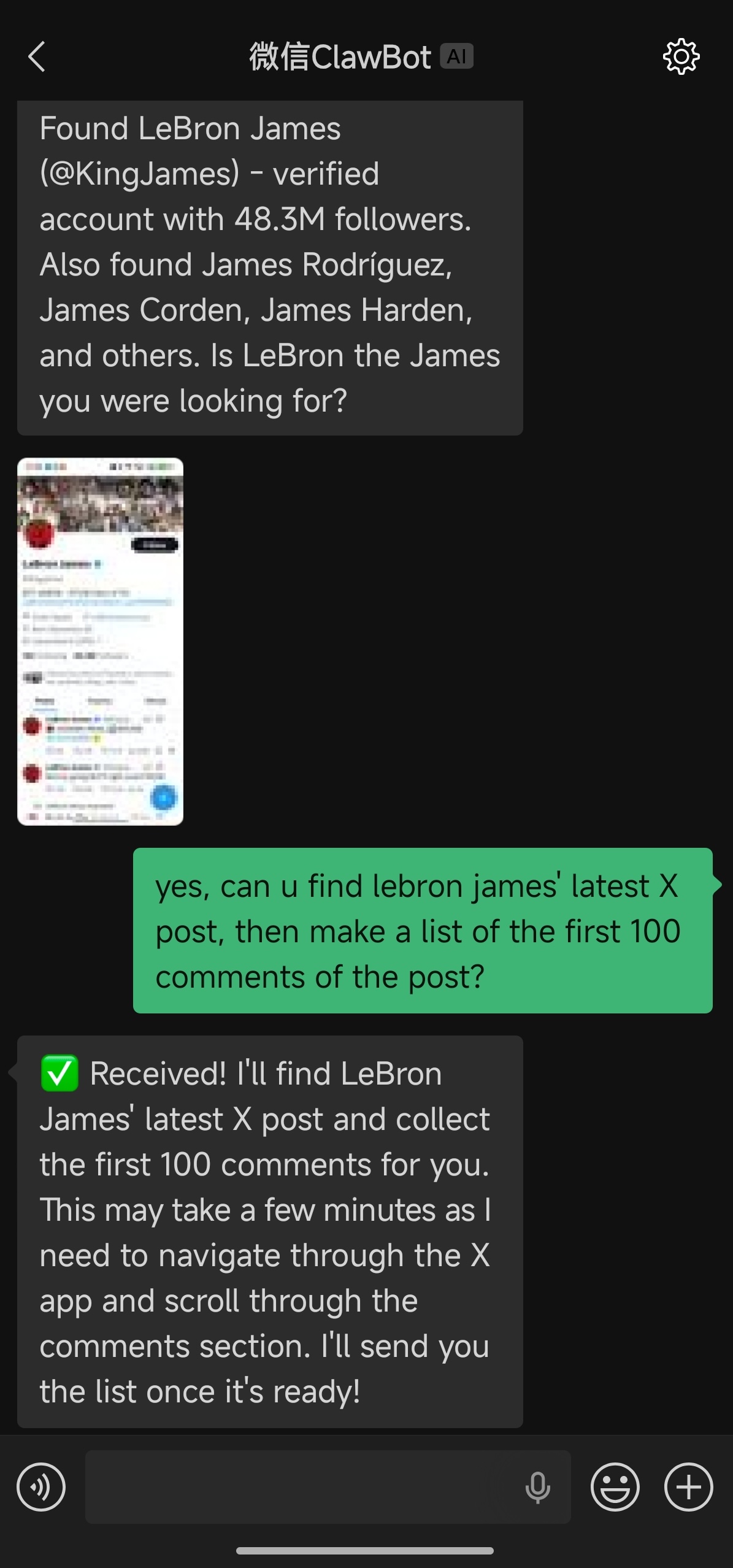 User gives social workflow instructions on primary device